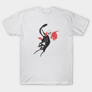 Black Cat Monster With Skull And Ghost T-Shirt